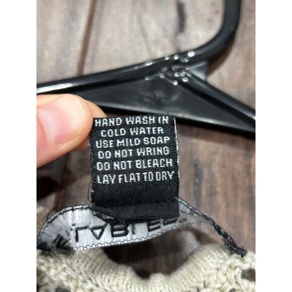 Syllables Mesh Knit Beige Short Sleeve Sweater By Syllables System Size L - Picture 7 of 9